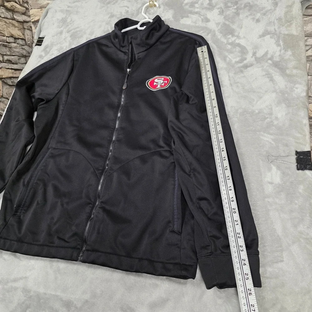 San Francisco 49ers Track Jacket Full Zip Antigua Mens L Black Excellent Sporty